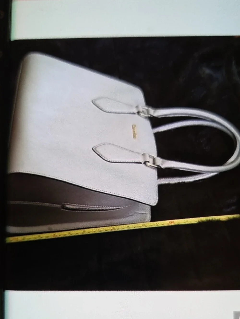 Calvin Klein Neutral Taupe Saffiano Satchel